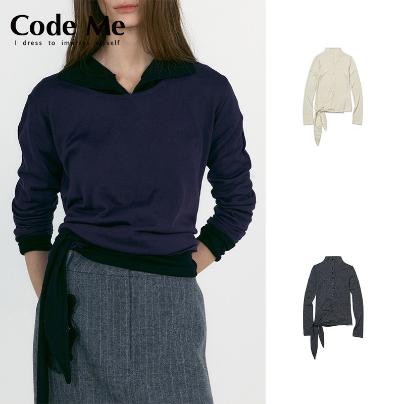 LOWCLASSIC下摆打结设计打底T恤