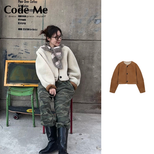 自留推荐 ETHOS 现货 皮毛一体短款米白色羊毛外套CodeMe买手店