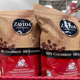 菜鸟加拿大直邮 Zavida中度烘焙优质咖啡豆907g红袋