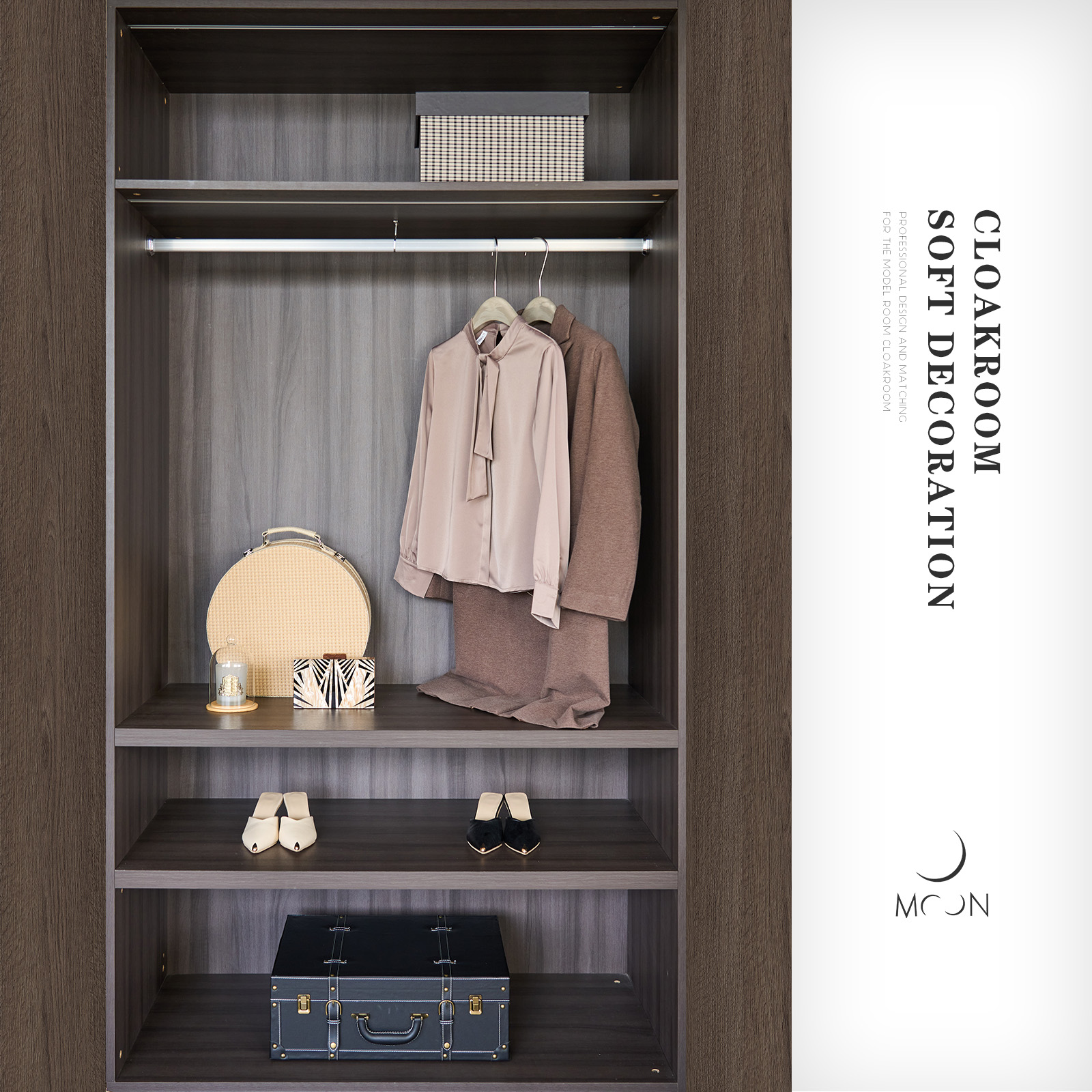 MOON慕空间样板房衣帽间女士衬衫大衣摆件全屋定制展厅装饰品陈列