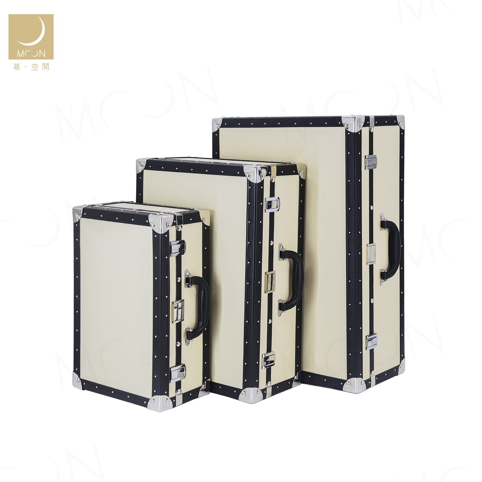 MOON慕空间收纳箱米色皮黑边手提旅行箱行李箱样板房衣帽间,家居饰品,装饰摆件,淘宝优惠券,粉丝福利购,淘宝优惠卷