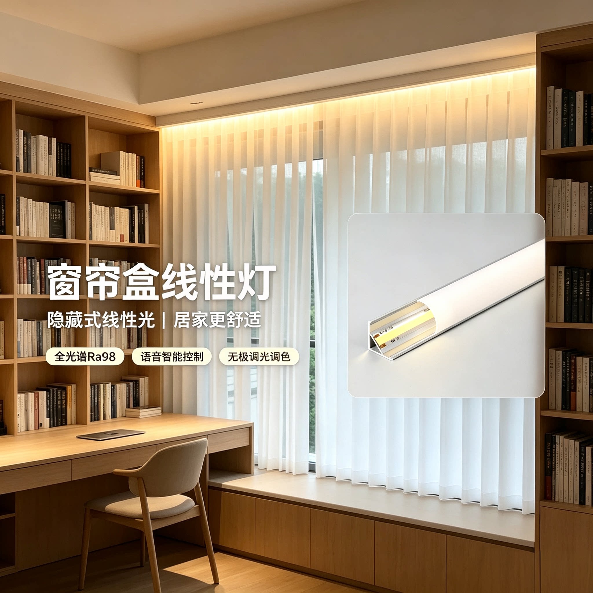 智能mesh2.0窗帘盒灯带阳台飘窗氛围cob线条洗帘灯已接入米家APP图片
