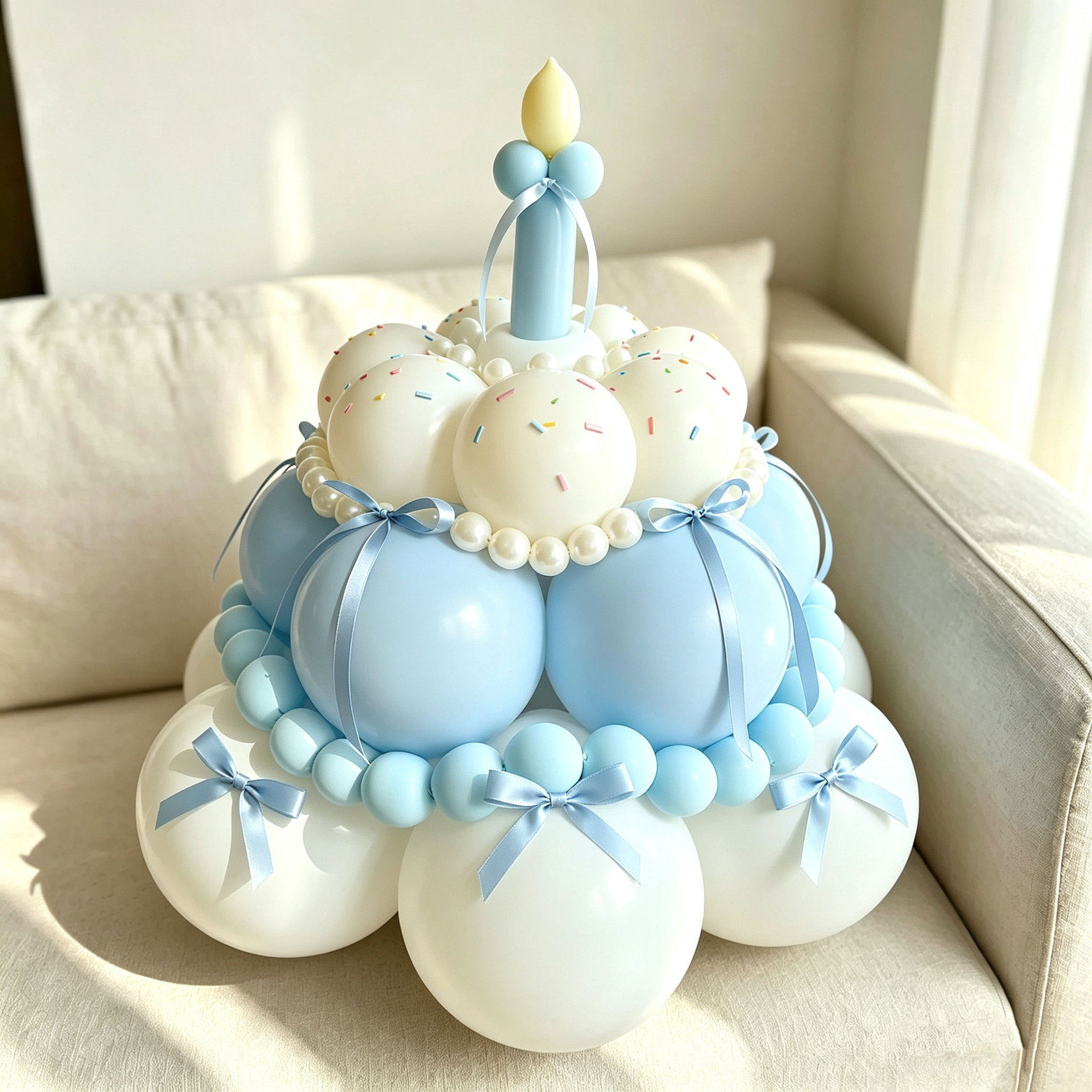 生日蛋糕气球装饰套装蓝