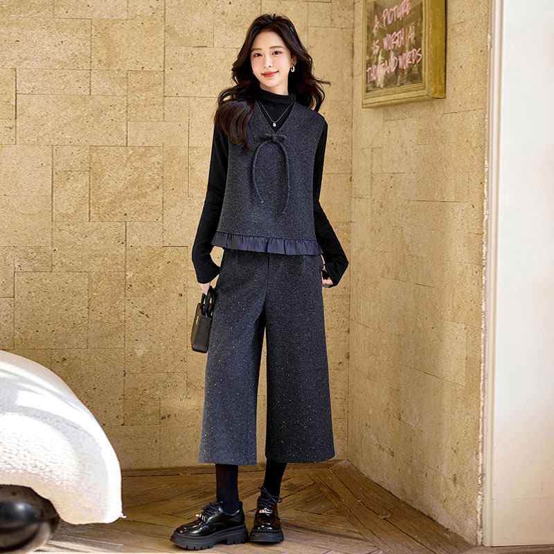 春装搭配一整套马甲七分裤三件套装高级感轻奢女装2026年新款减龄