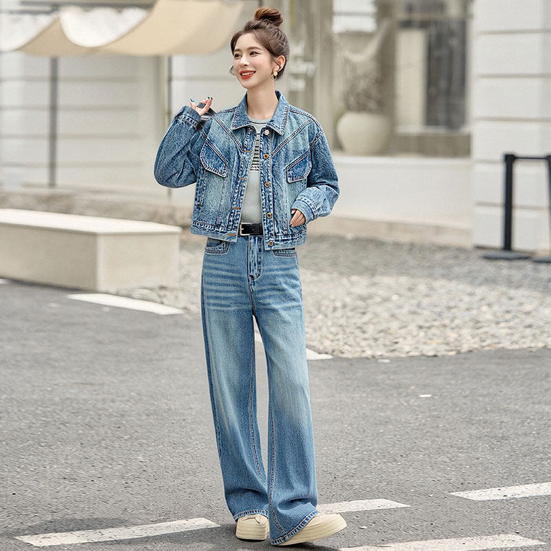 春装套装牛仔外套裤子两件套女装2026新款今年流行爆款一整套穿搭