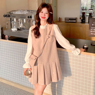 韩系温柔风衬衫马甲裙套装叠穿连衣裙女春装2026新款今年流行爆款