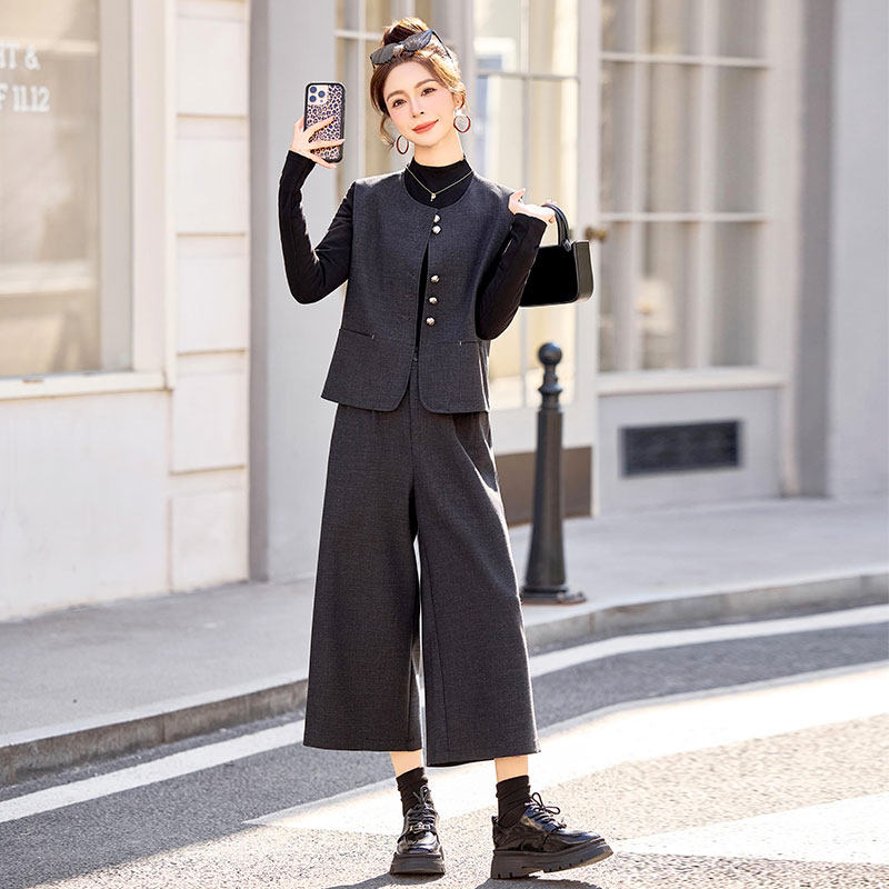 大方得体穿搭马甲三件套女套装阔腿裤春装2026年新款今年流行爆款