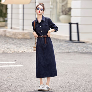 巨好看长袖牛仔长裙连衣裙女秋季2025新款今年流行爆款轻奢高级感