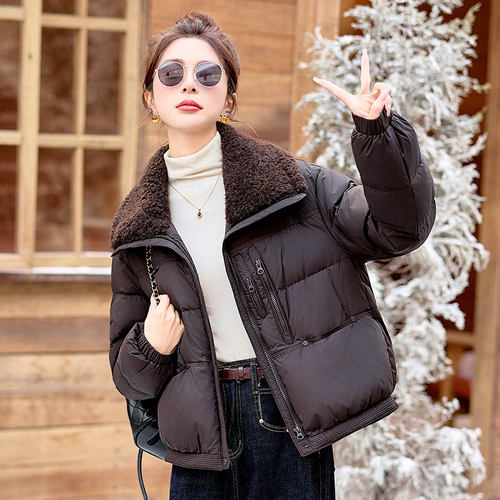 2025新款翻毛领短款女羽绒服