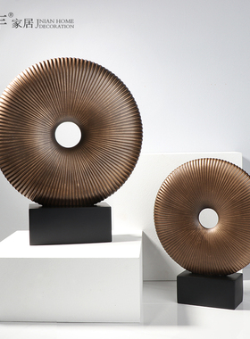 新中式轻奢创意圆环销售中心摆件