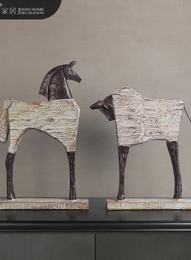 美式复古创意客厅玄关装饰马摆件样板间家用酒柜电视柜茶室乔迁礼