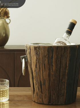 现代轻奢木纹高档冰酒桶