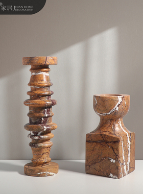 现代轻奢大理石烛台桌面摆件