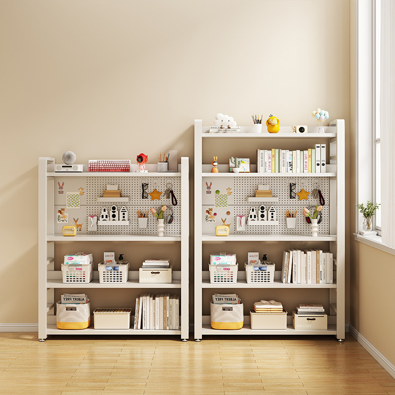 桌旁延展落地置物架洞洞板书架