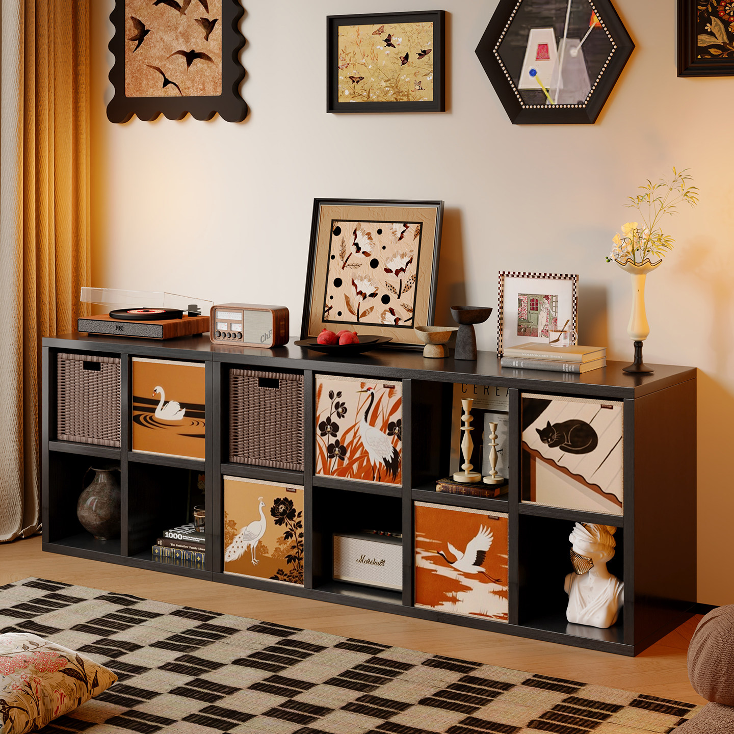 朴昂【千年舟授权】实木书架收纳置物架儿童矮书柜一体靠墙格子柜,住宅家具,书架,淘宝优惠券,粉丝福利购,淘宝优惠卷