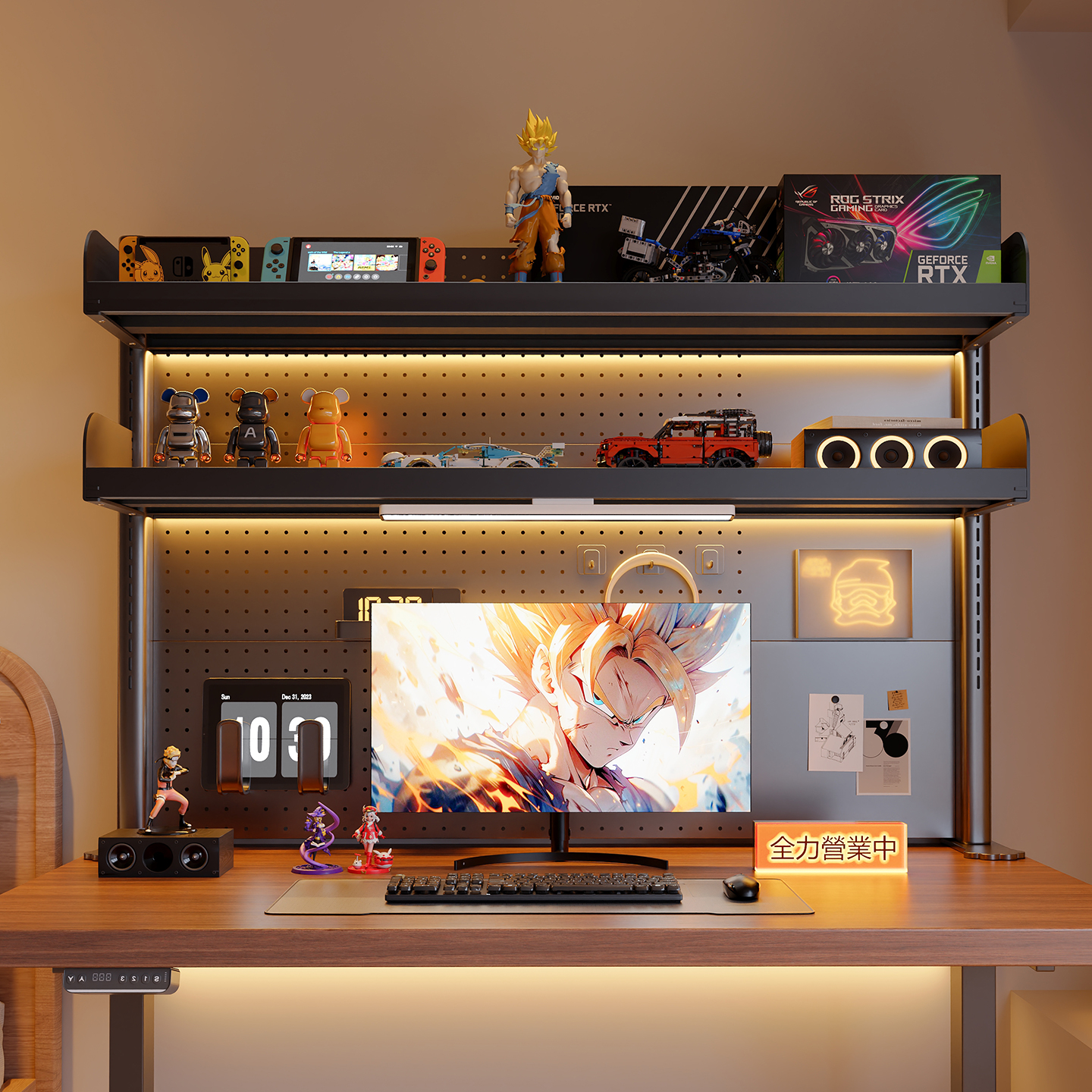 桌面书架洞洞板铁艺儿童学生电脑桌上多层书架办公桌上收纳置物架