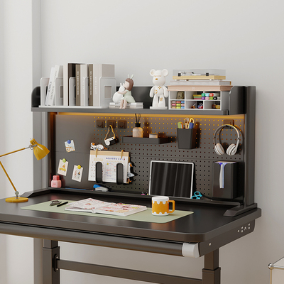 桌面书架儿童学生书桌立式洞洞板电脑办公桌上铁艺多层收纳置物架