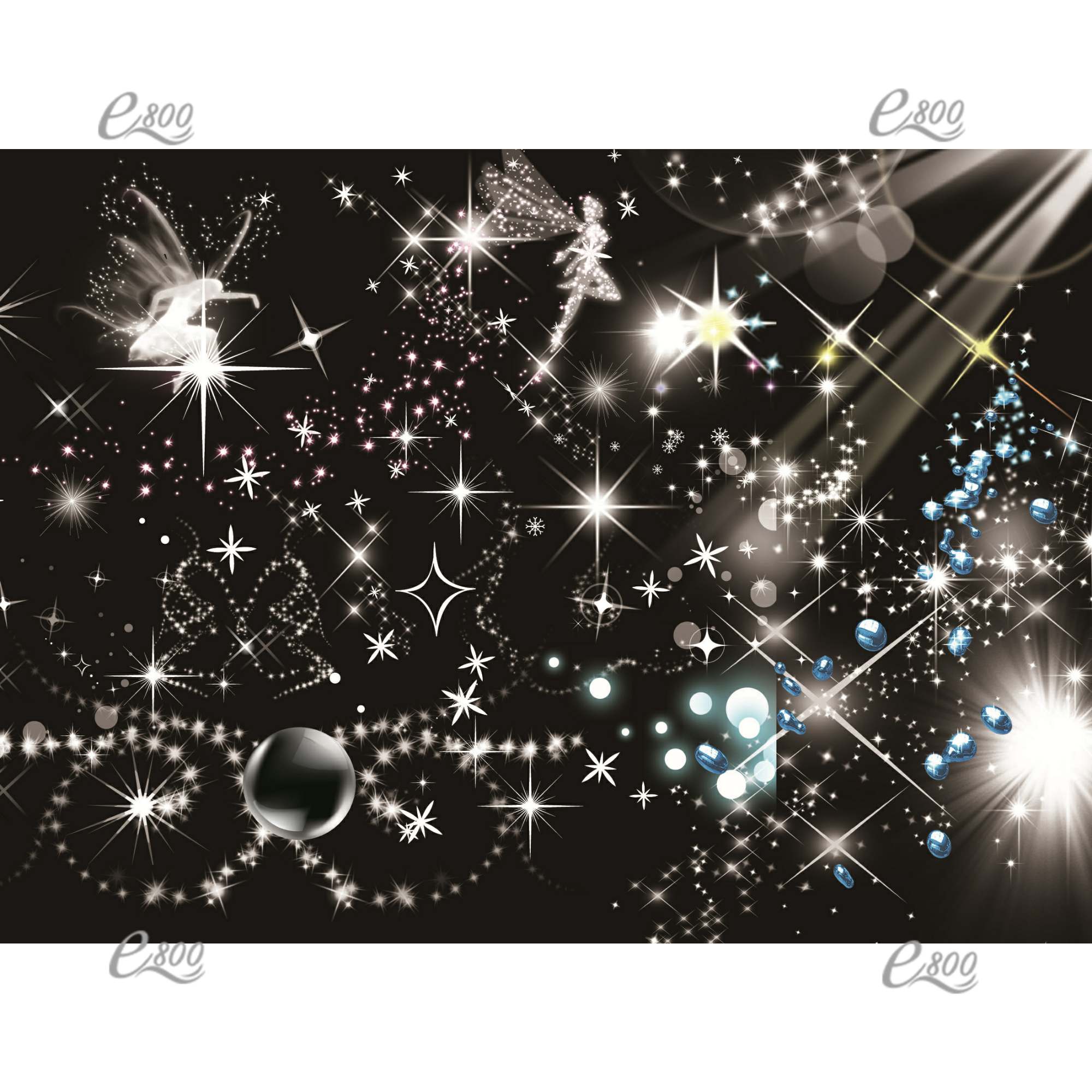 美丽的星星点点 星光光线蝴蝶精灵光芒 闪亮装饰元素