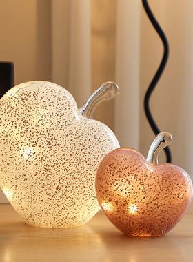 轻奢桃心苹果琉璃摆件客厅装饰可爱少女心乔迁新居礼物氛围灯网红