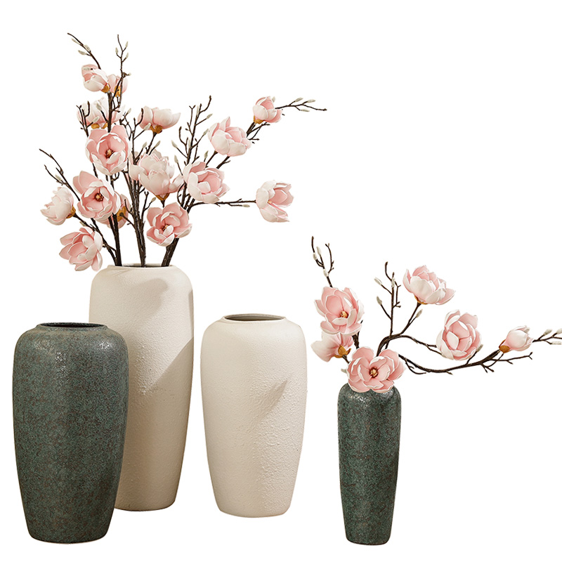 禅意古典仿真花造型玉兰花树枝假花花瓶装饰绢花落地花卉干花摆件