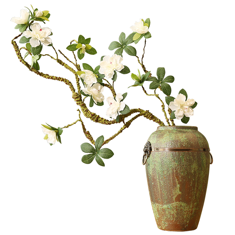 杜鹃花映山红仿真花束绢花树枝造型家居装饰品中式禅意干花瓶摆件