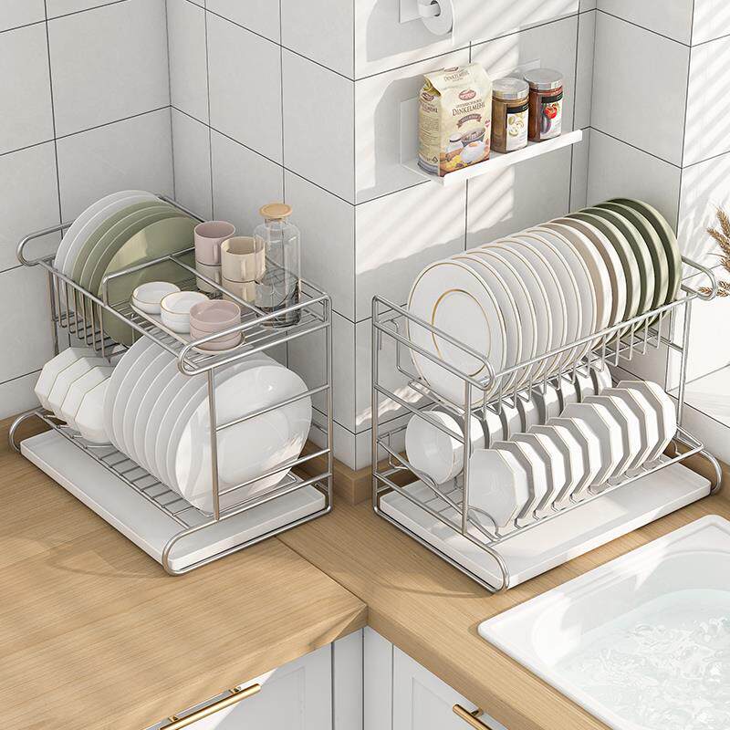 304不锈钢碗碟收纳架厨房家用台面水槽沥水放碗碟碗筷双层置物架