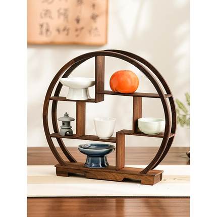 桌面博古架小型实木摆件茶具茶叶架多宝阁紫砂茶壶展示架子置物架