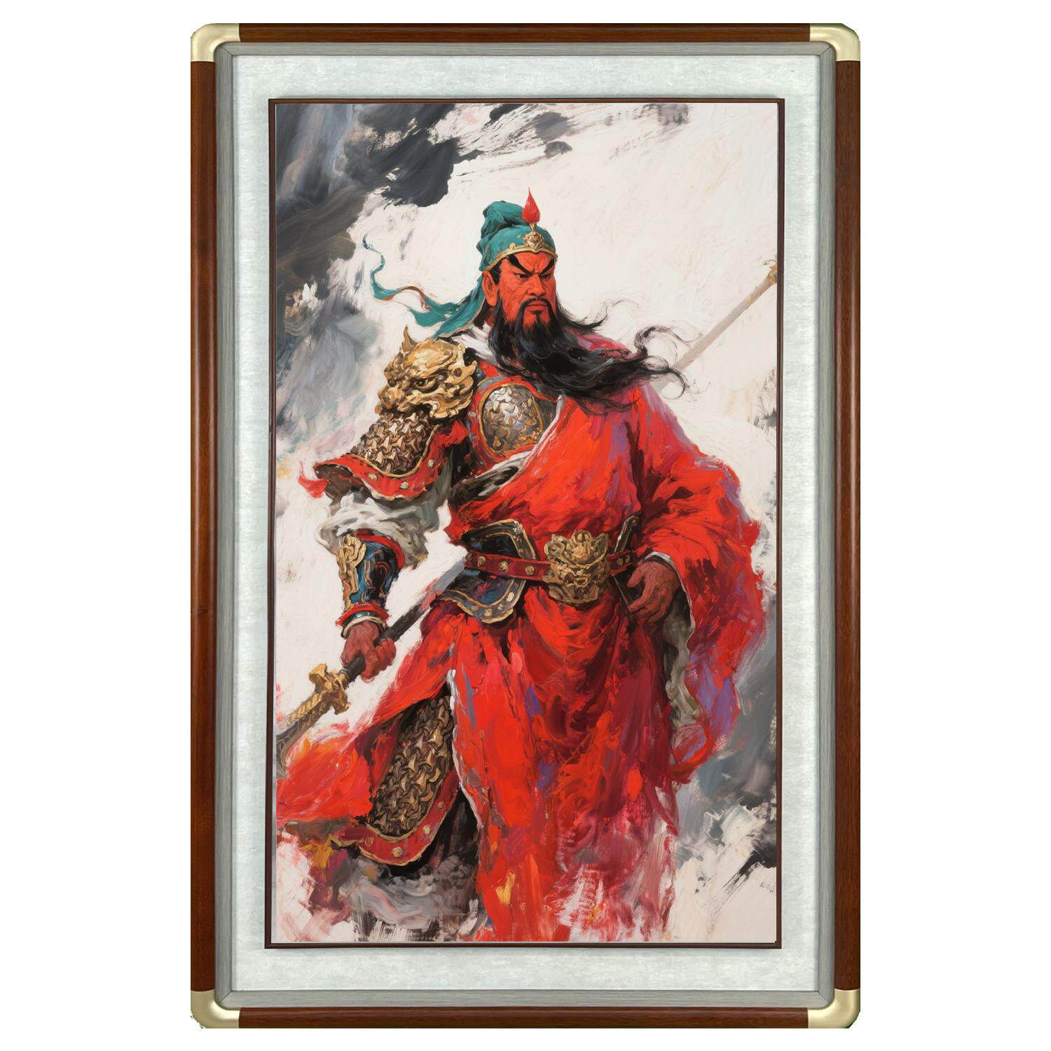 入口装饰画吴财神关公挂画关羽韵长关二业经典店走廊过道壁画