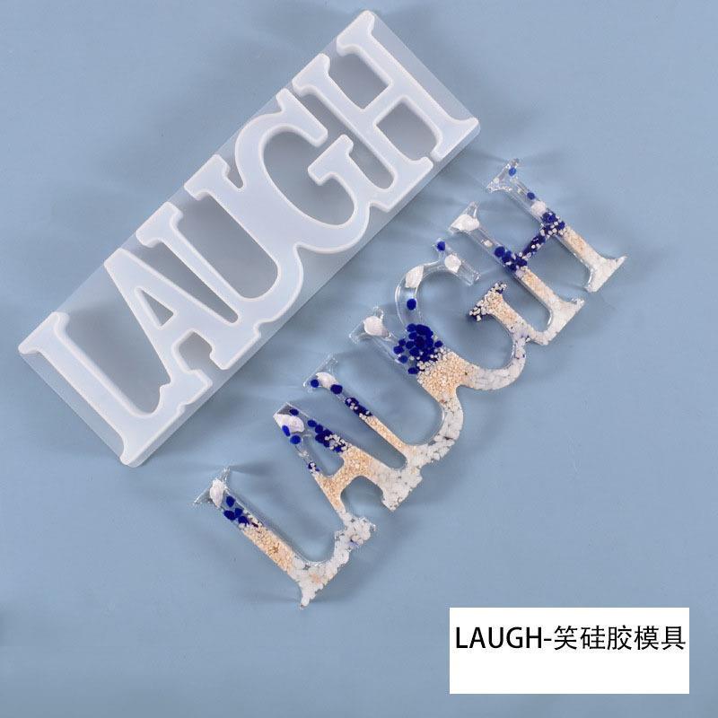 水晶滴胶挂牌模具挂件英文单词LAUGH笑挂牌门牌硅胶模具