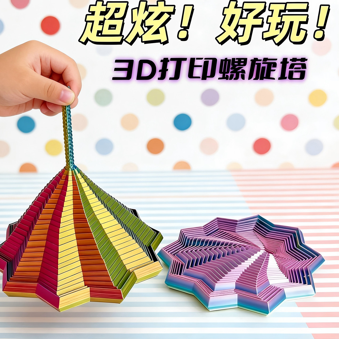 3D打印萝卜塔螺旋八角星儿童解压玩具创意立体几何叠叠乐益智休闲,玩具/童车/益智/积木/模型,逻辑/思维训练玩具,淘宝优惠券,粉丝福利购,淘宝优惠卷