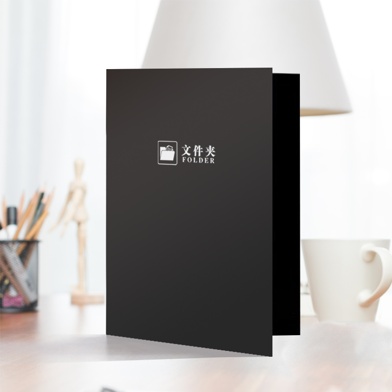 a4合同商务文件夹定制 纸质封套烫金封面签约黑色简历夹插页朗诵稿资料乐谱小夹本竖版文件收纳办公档案册