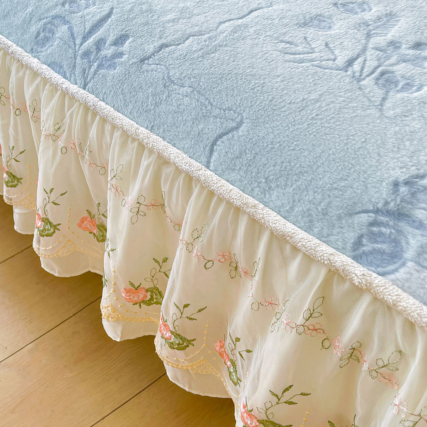 兔毛牛奶绒床笠带裙边Aa类母婴级加厚保暖防滑床罩套单件床裙一体,床上用品,床笠,淘宝优惠券,粉丝福利购,淘宝优惠卷