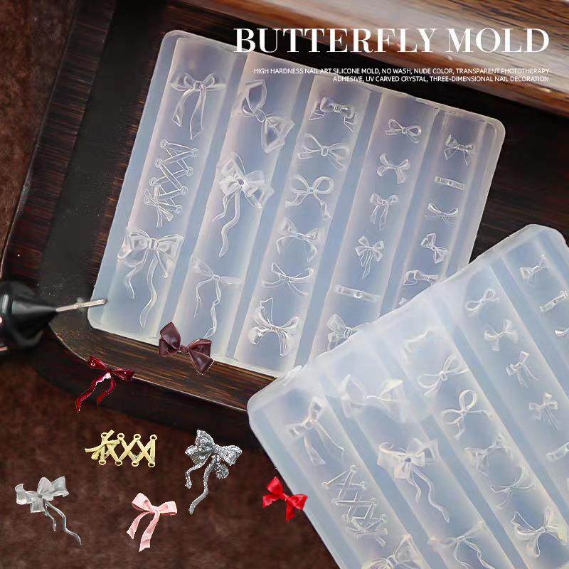 美甲硅胶模具 蝴蝶结硅胶立体浮雕指甲饰品 DIY模具3D磨具易脱膜,收纳整理,指甲油收纳盒,淘宝优惠券,粉丝福利购,淘宝优惠卷