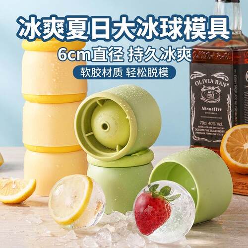 夏季新款大冰球模具创意威士忌冻球食品级冰格子冰块圆形制冰膜具