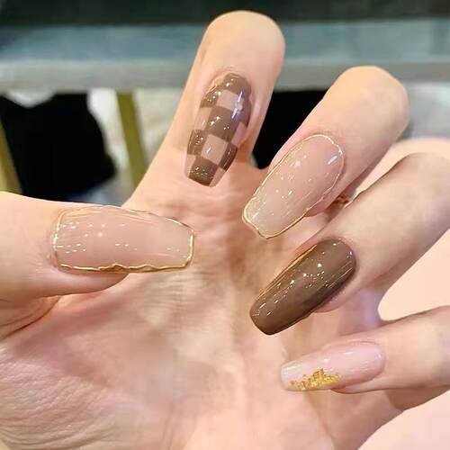 ins美甲穿戴甲nails指甲贴学生短款显白甲片成品拆卸假指甲贴