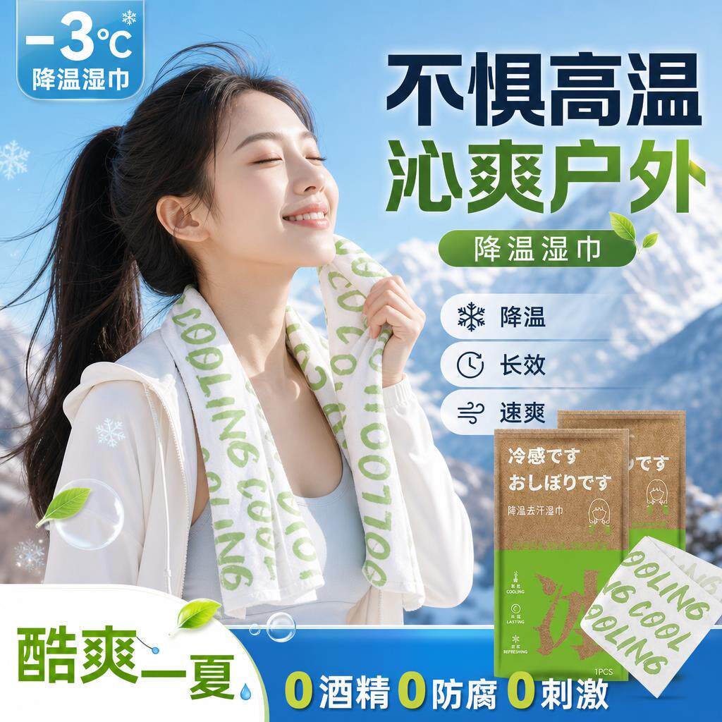户外出行冷感降温湿巾挂颈清凉毛巾爬山徒步健身运动随身好物