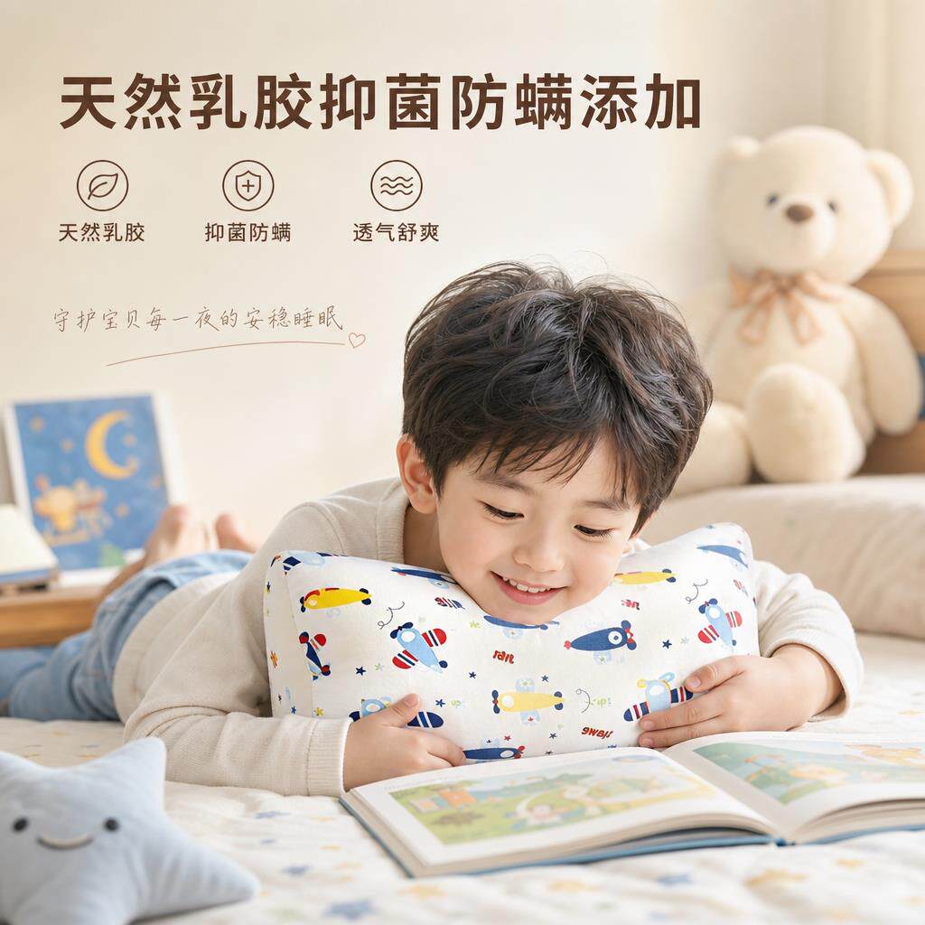 儿童枕头天然乳胶枕幼儿园枕芯全棉枕套宝宝纯棉小学生护颈记忆枕