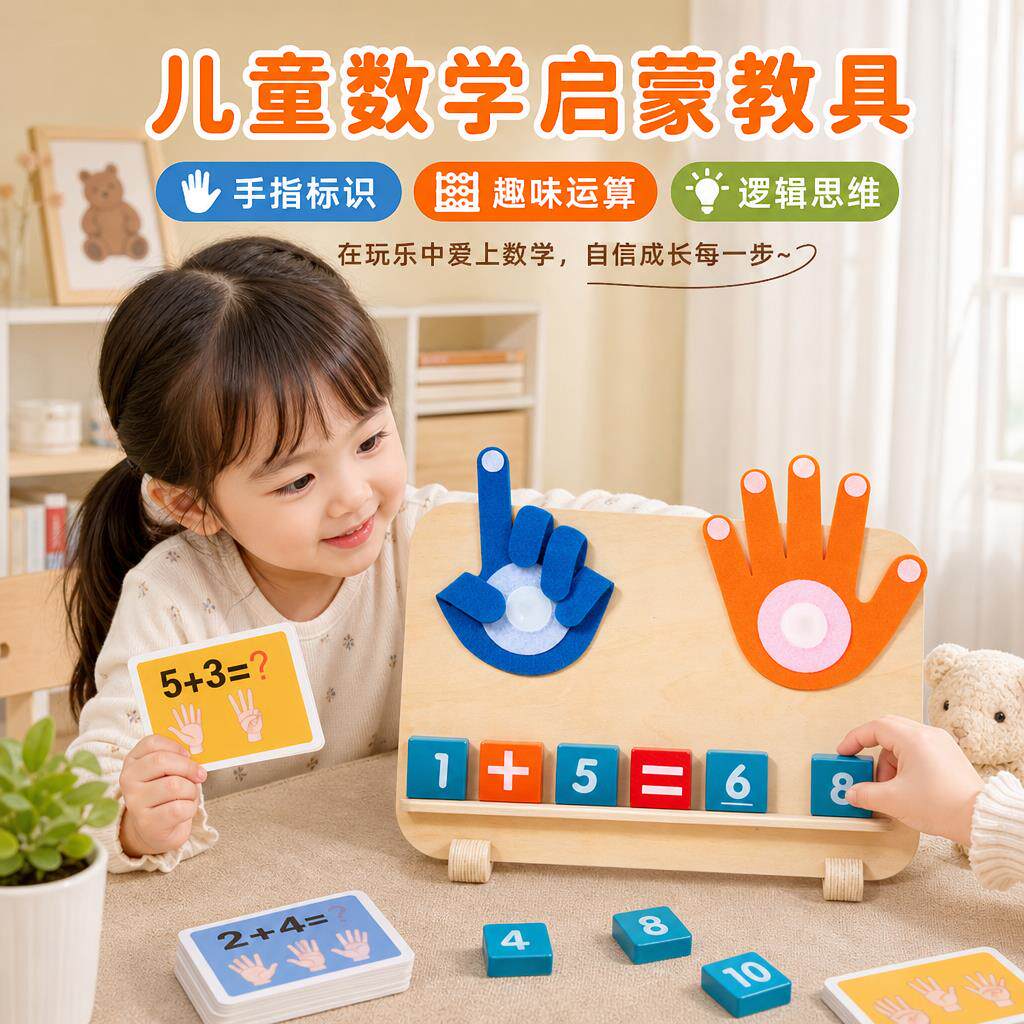 蒙氏数学教具手掌手指头认知数学幼儿园加法启蒙益智早教算数玩具