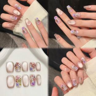 艺禾【花间拾韵】锦绣春日限定干花猫眼优雅精致手工美甲穿戴甲