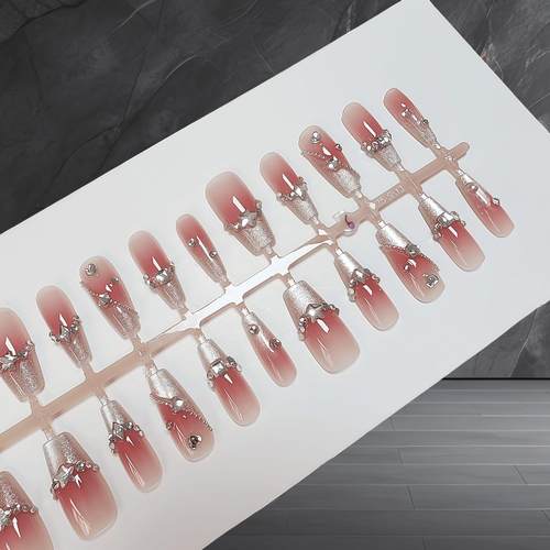 30片整条T031浮光甜心中梯温柔爱心腮红晶石轻奢美甲