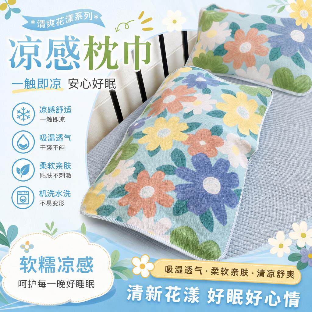 帆布枕巾防头油夏季成人凉席夏凉枕巾盖家用老粗布枕巾可机洗单只