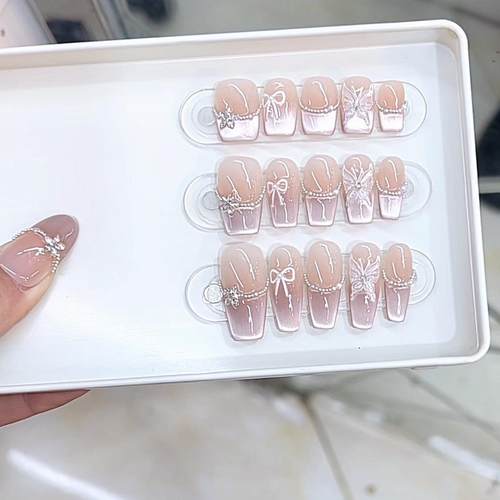 奈姿 手工穿戴甲蝶语绵绵立体手绘浮雕蝴蝶纯欲气质美甲贴片