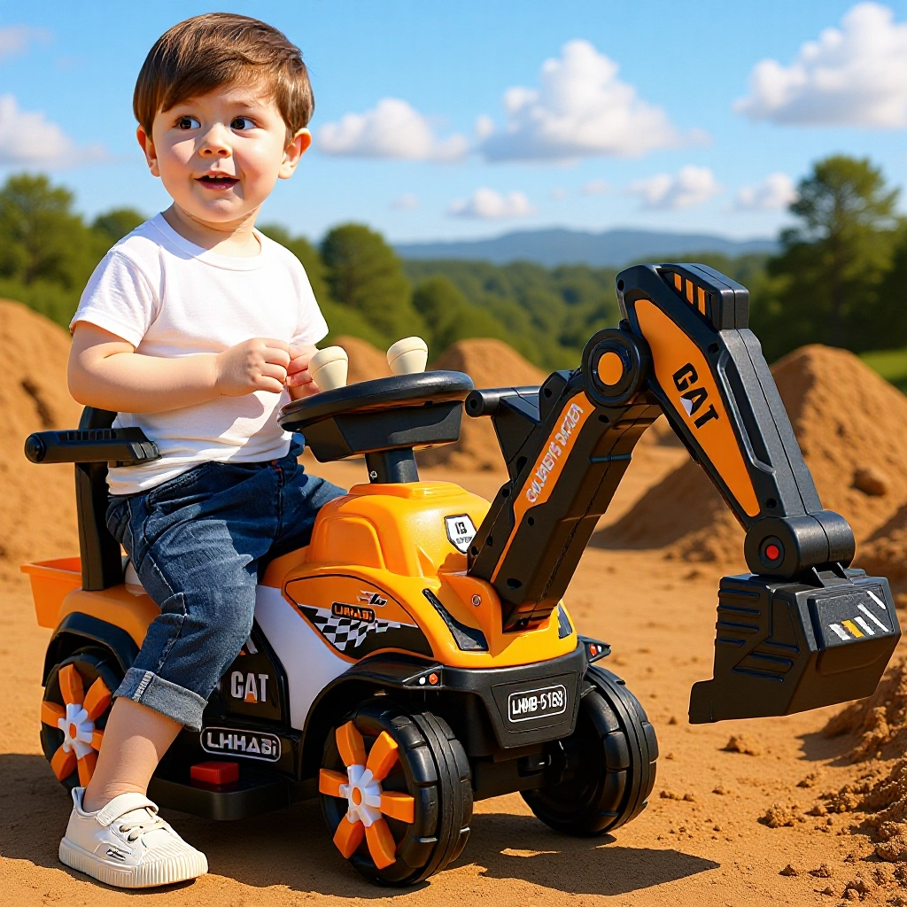 儿童电动玩具车挖掘机大号可坐人孩勾机工程车遥控挖机挖土机童车