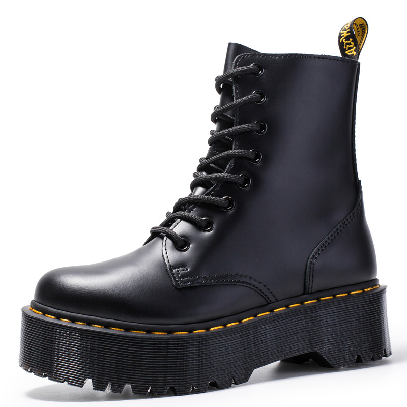 thumbnail for Dr. Martens Boots for Women, Thick-Soled, 8-Hole, British Style, Retro Genuine Leather, Versatile Motorcycle Boots, Jadon College Style, Fleece-Lined Short Boots