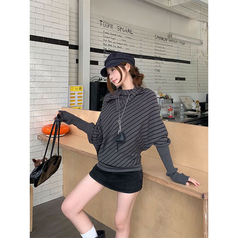 秋季韩系蝙蝠袖宽松长袖毛衣女