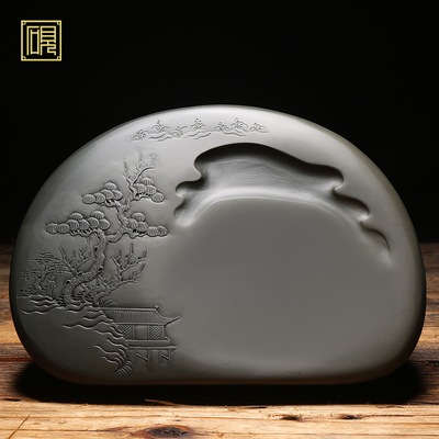 歙砚老坑砚台《江南胜境》名师