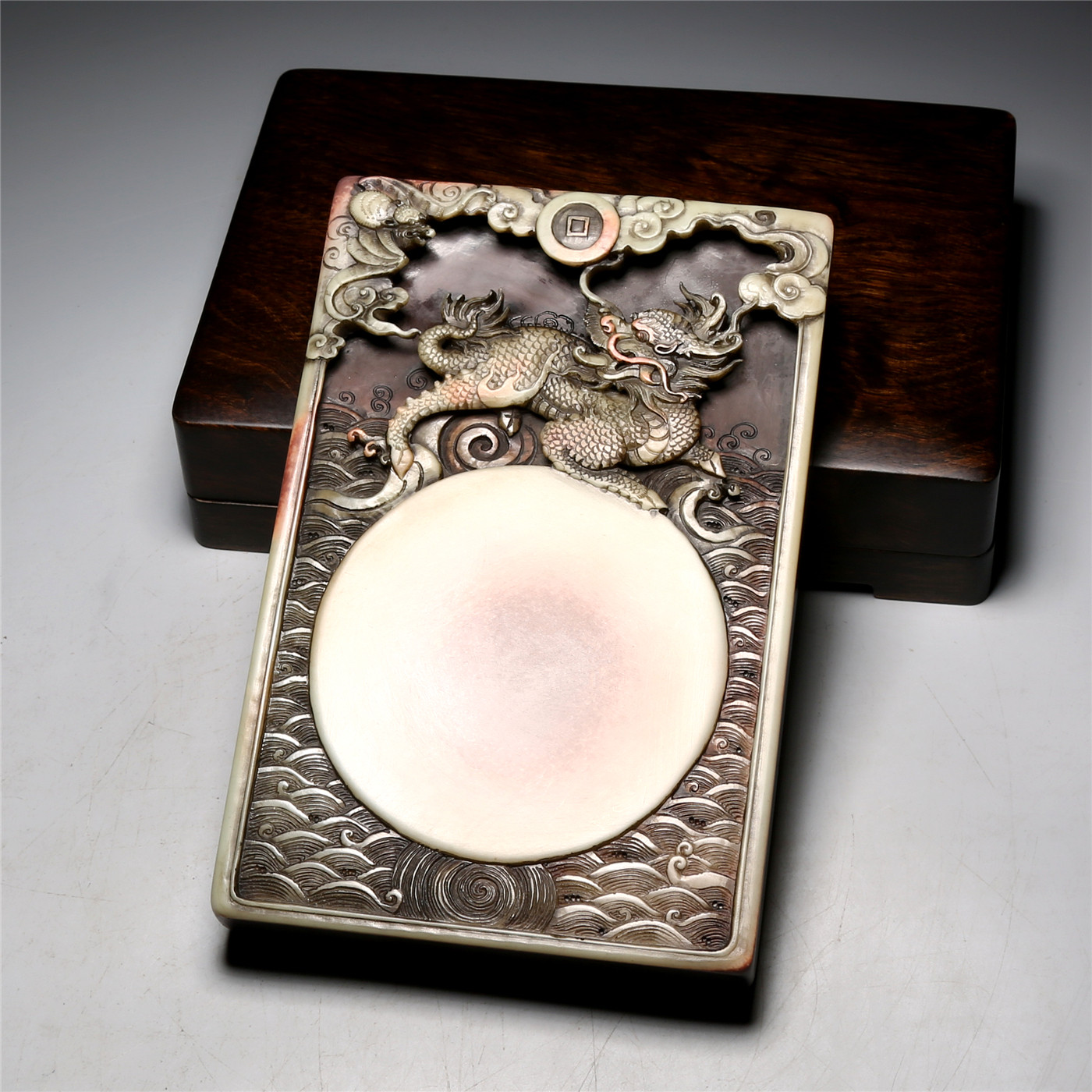 【孤品】匠心非遗传人 工艺美术大师柯崇《麒麟献瑞》老坑砚台 精品紫袍玉石砚台 高档文房四宝砚小二端砚