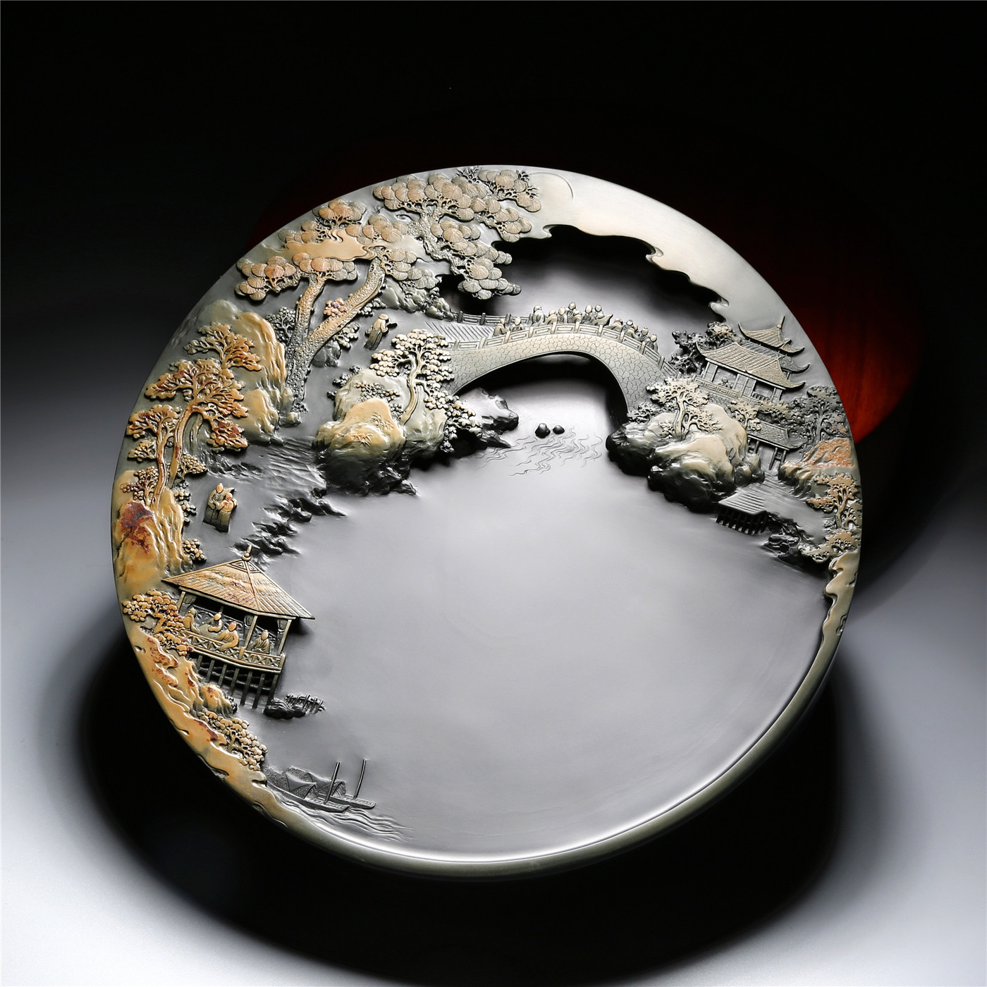 大师级作品 老坑砚台《高山流水》精品手工作品老坑原石砚台正宗老坑高档砚台文房收藏端砚送礼佳品