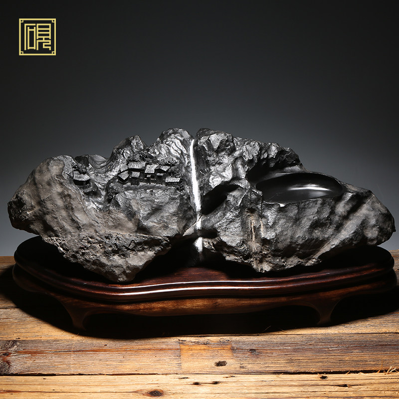 非遗/名师手工/高山流水/安徽歙县龙尾山天然原石老坑黑龙尾精品高档珍藏文房四宝书法专用歙砚端砚砚台
