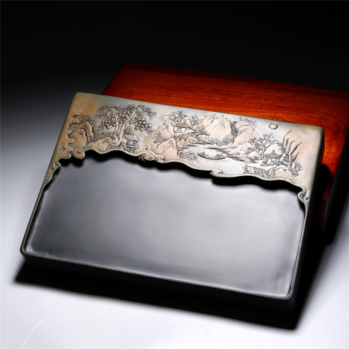 非遗/名师手工砚台/旭日东升/原石老坑金晕歙砚高档礼品珍藏文房四宝书法专用歙砚端砚成人研磨墨砚台